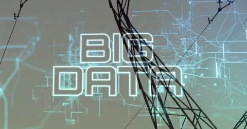 Displaying glowing BIG DATA text over digital network backdrop, with Stock Photos
