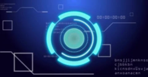 Displaying glowing circular HUD interface in digital environment, including 스톡 일러스트