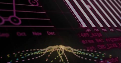 Displaying glowing node cluster forming dotted winged trails on dark data UI 스톡 일러스트