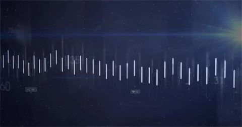 Displaying glowing waveform bars on blue interface, with labels 60 175 31, 스톡 일러스트