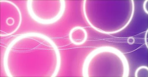 Displaying glowing white ring occupying left side in neon gradient, forming Stock Illustration