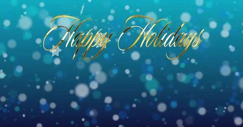 Displaying gold cursive Happy Holidays across upper-middle digital card, star Stock Illustration