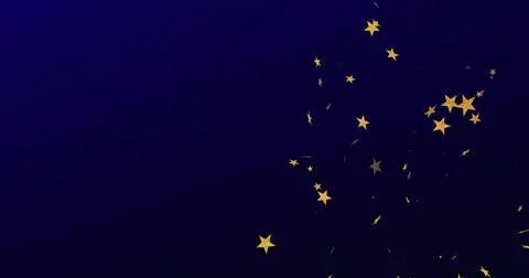 Displaying gold five-pointed star shapes drifting across deep blue gradient 스톡 일러스트