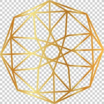 Displaying gold rosette in flat design, featuring interlaced star polygon on Stock Illustration