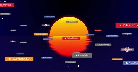 Displaying gradient orb glitching in user interface, showing GET NOTIFIED bad Foto stock
