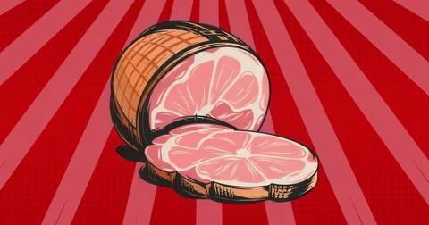 Displaying grapefruit half and slice in pop-art style, featuring bold pink pulp Illustrazione stock