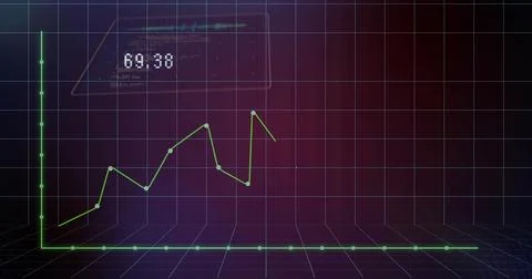 Displaying green polyline chart rising on translucent dashboard panel showing Stockillustratie