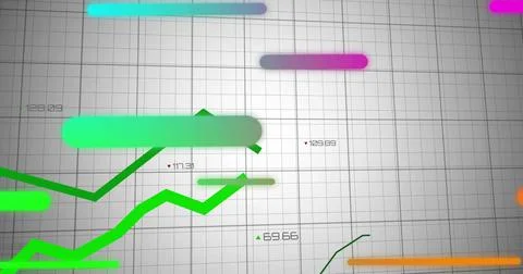 Displaying green zigzag line chart rising on dashboard with triangular markers 库存照片