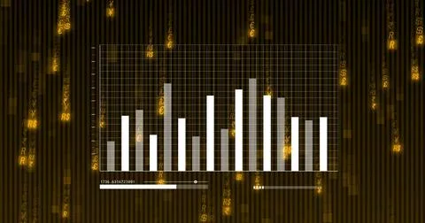 Displaying grid chart panel on digital panel with vertical bars, slider knob and Stock Illustration