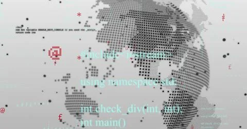 Displaying halftone dotted globe centered in digital workspace, showing Illustrazione stock