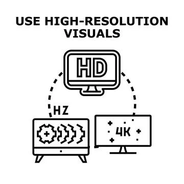 Displaying high resolution visuals and video quality settings Stock Illustration