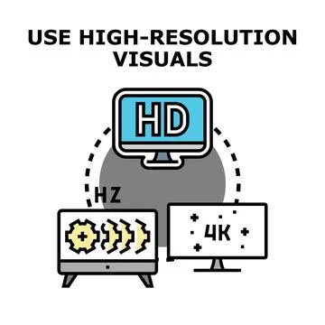 Displaying high resolution visuals and video quality settings Stock Illustration