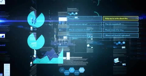 Displaying holographic dashboard floating at console, showing Enter Prompt Stock Photos