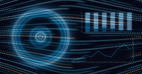 Displaying holographic HUD rotating in virtual dashboard, with dotted wave Stock Illustration