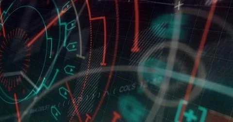 Displaying holographic HUD in virtual interface, showing concentric dial, 스톡 일러스트