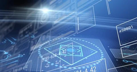 Displaying holographic interface pulsing in virtual control environment, with Stock Photos