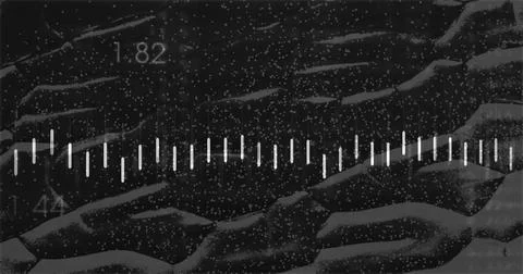 Displaying horizontal waveform pulsing across digital interface, with white bars Stock Illustration