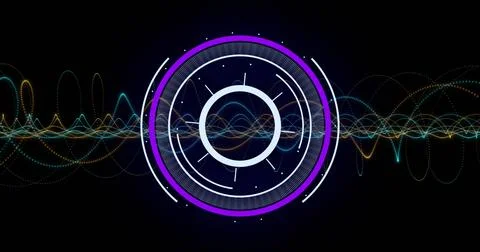 Displaying HUD interface at dashboard, showing concentric circles, segmented Stock Photos