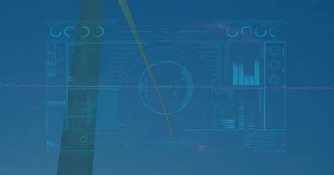 Displaying HUD panel hovering over deep space, showing central reticle, data Stock Illustration