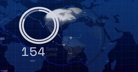 Displaying HUD rings with pointer and readout 154 Stock-Limit on halftone-map, Stock Illustration