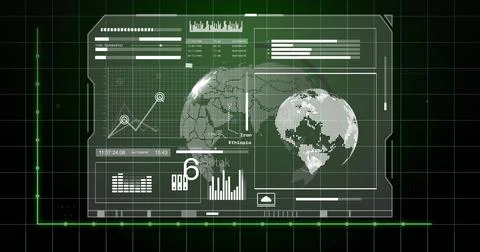 Displaying HUD streaming data in console, with charts and numeric readouts, Fotos de archivo
