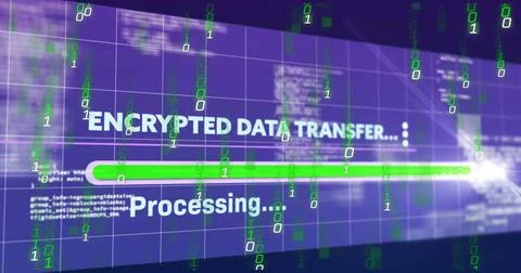 Displaying interface on GUI, showing ENCRYPTED TRANSFER header, Processing, Stock Photos