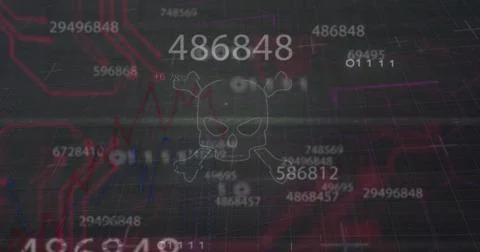 Displaying interface showing floating numbers, red blue graphs over gridlines, Stock Photos