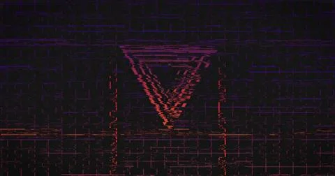 Displaying inverted triangular glitch motif centered on screen, showing layered Stock Illustration