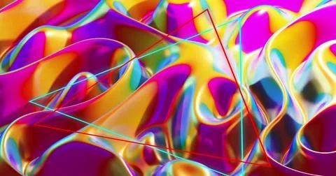 Displaying iridescent folded surface with specular gleams in CGI, featuring c Stock Illustration