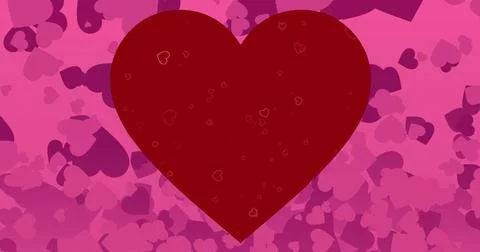 Displaying large maroon heart centered in vector, with tiny outline hearts 스톡 일러스트