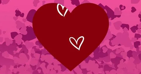 Displaying large maroon heart centering digital Valentine backdrop, showing Illustrazione stock