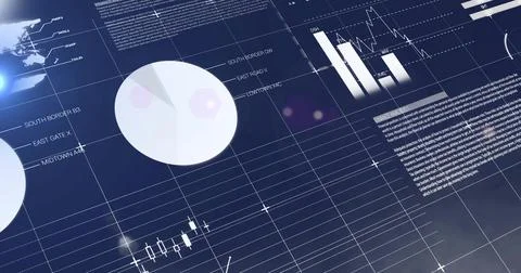 Displaying large pale pie chart left of center on dark-blue dashboard, showin Stockillustratie