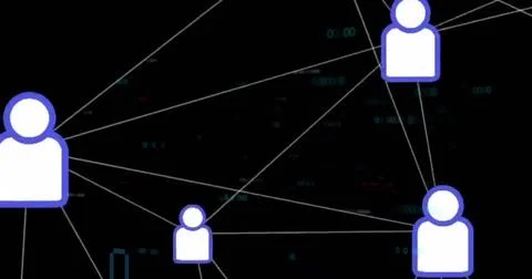 Displaying large white user icon mapping network connections in virtual space 스톡 사진