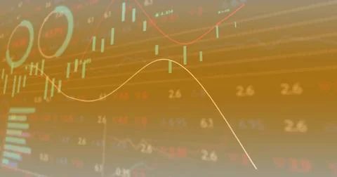 Displaying layered financial chart on digital dashboard, showing candlestick Stock Illustration