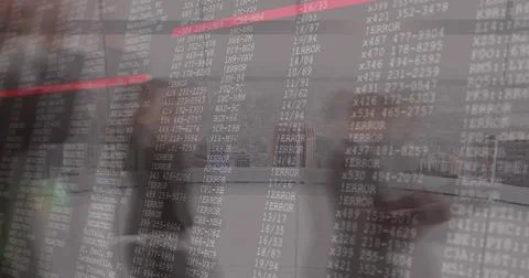 Displaying log overlay showing ERROR lines with red line in highrise office team Foto stock