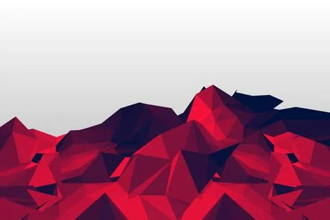 Displaying low-poly jagged terrain peaks rising in red and purple against gray 스톡 일러스트