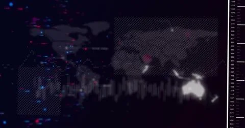 Displaying map overlay pulsing on dark UI with hatched overlays, waveform, Au Stock Illustration