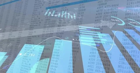 Displaying market data tilting in digital display showing blue bars cyan line 스톡 일러스트