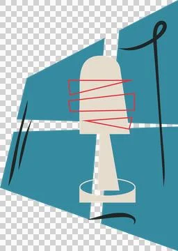 Displaying mic-like cream form, red-teal accents in abstract flat art on Stock Illustration