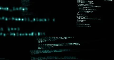 Displaying monospaced code text inside terminal window, floating blurred Stock Illustration