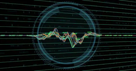 Displaying multicolored waveform with 34 Stock Illustration