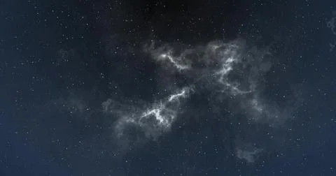 Displaying nebula cloud stretching across cosmic expanse, with countless stars Stock Illustration