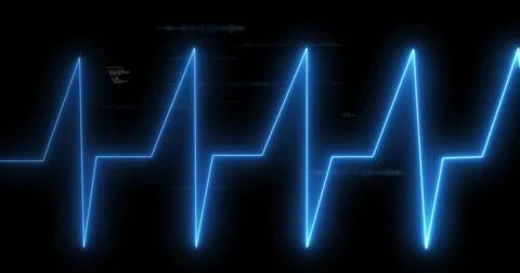 Displaying neon-blue ECG waveform running horizontally across digital monitor Stock Illustration