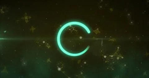 Displaying neon green loading indicator filling on tech interface, with glowing Foto stock