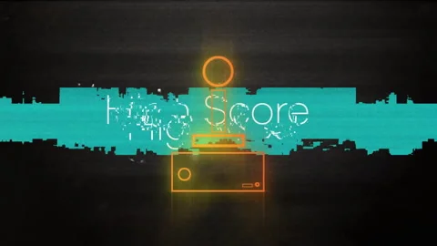 Displaying neon orange icon floating over glitching turquoise stripe in glitch Stock Footage 308657615