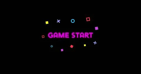 Displaying neon pink GAME START text flashing on LED screen, with colored 스톡 일러스트