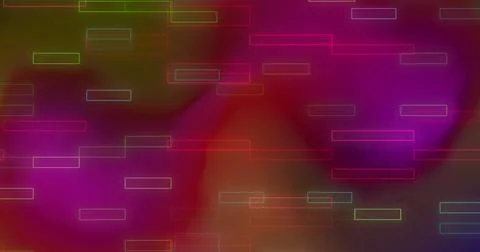 Displaying neon rectangle outlines floating in abstract digital artwork, with Stock Photos