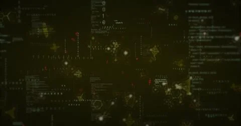 Displaying network interface in virtual environment, with glowing binary digits イラスト素材