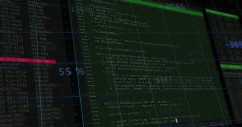 Displaying overlapping code and console windows at developer workstation, with 스톡 사진