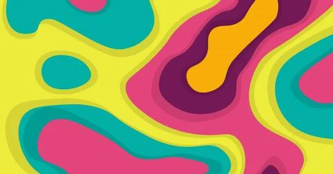 Displaying paper-cut vector artwork, showing layered color shapes, stacked paper Stock Photos